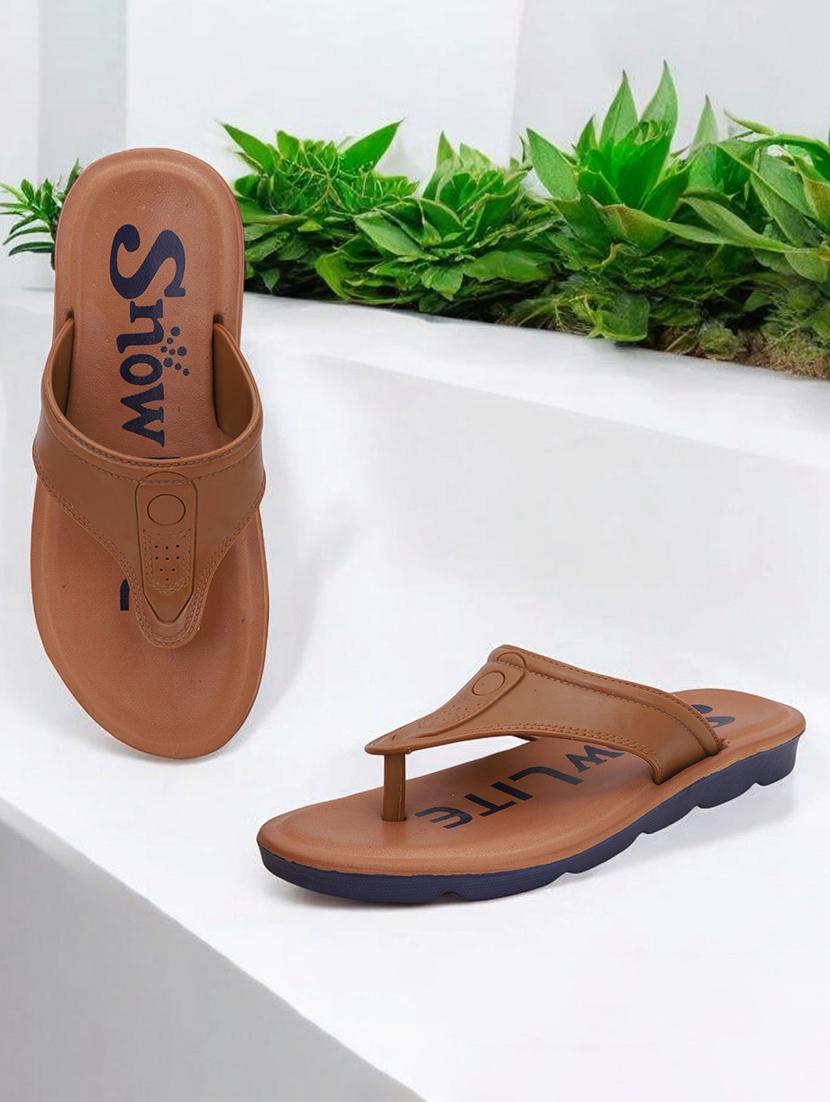 men brown slip on flip flop - 22023449 - Zoom Image - 0
