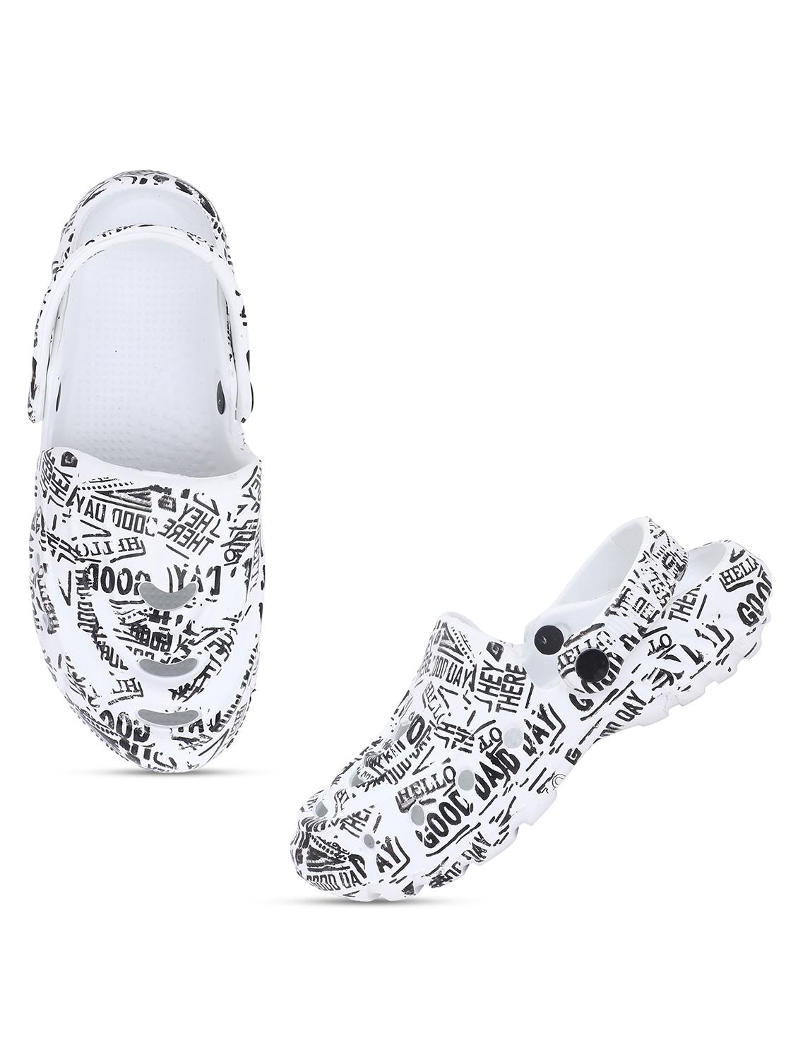 men's white printed slip-on clogs - 22023987 - Standard Image - 1
