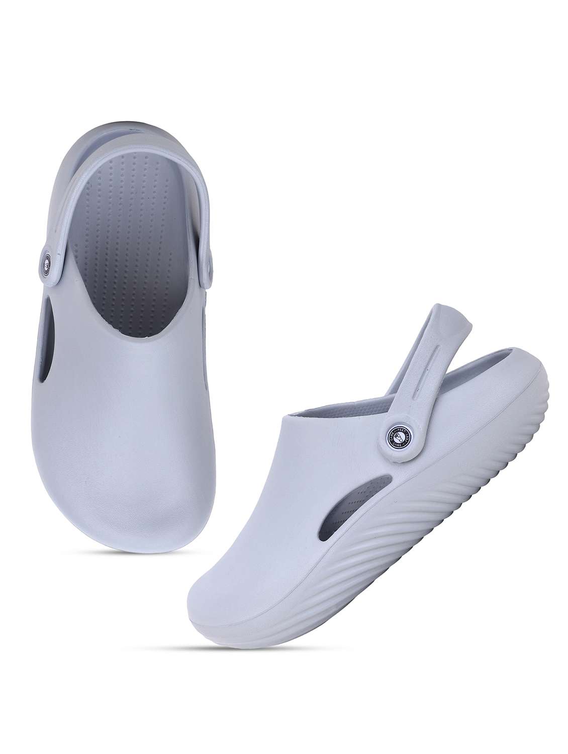 men's grey solid slip on clogs - 22023989 -  Standard Image - 1