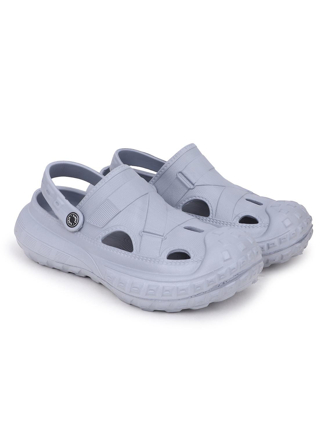 grey solid slip-on clogs for men - 22023995 - Standard Image - 1