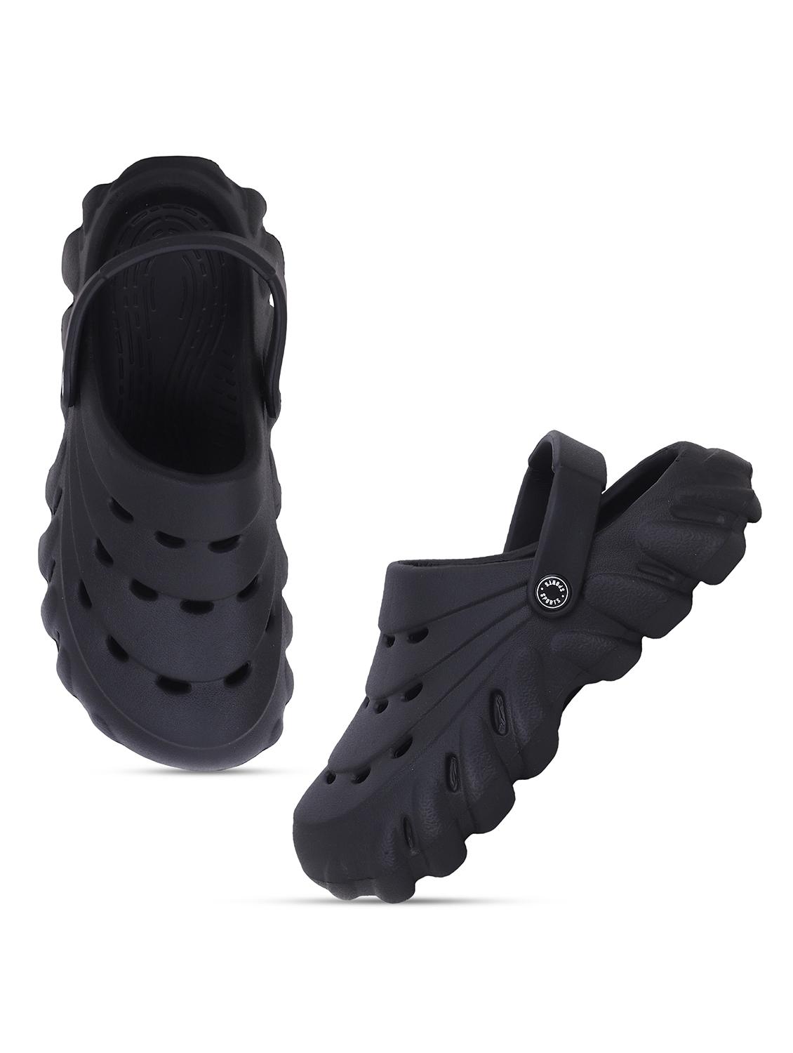 men's solid black casual slip-on clogs - 22023997 -  Standard Image - 1