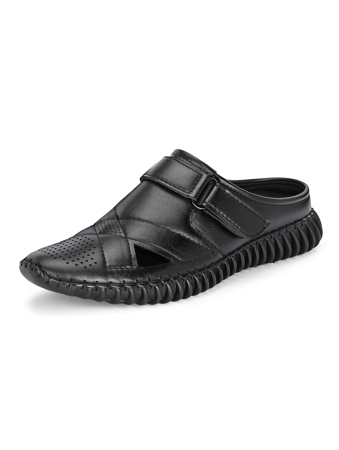 men solid black slip on mule - 22024658 - Standard Image - 1