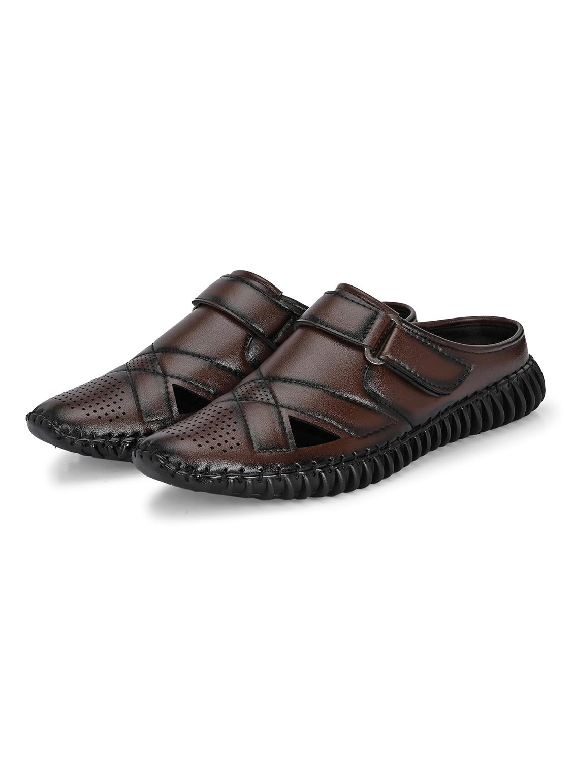 men solid brown slip on mule - 22024659 - Standard Image - 1
