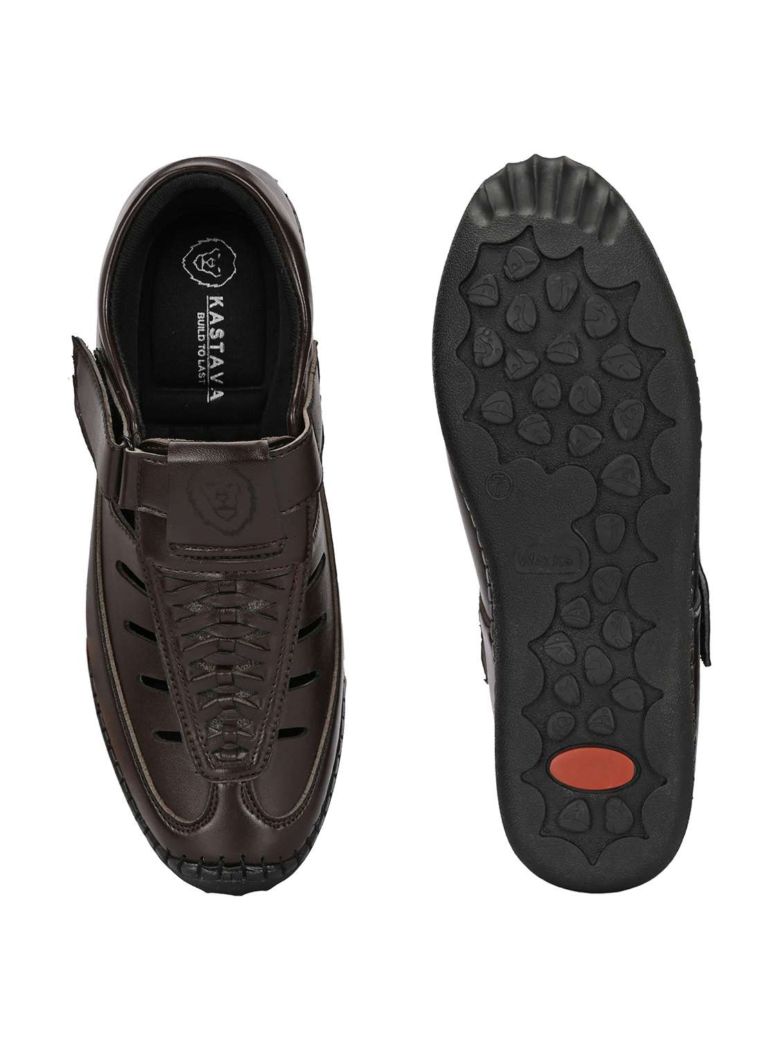 men solid brown slip on sandal - 22024661 - Standard Image - 4