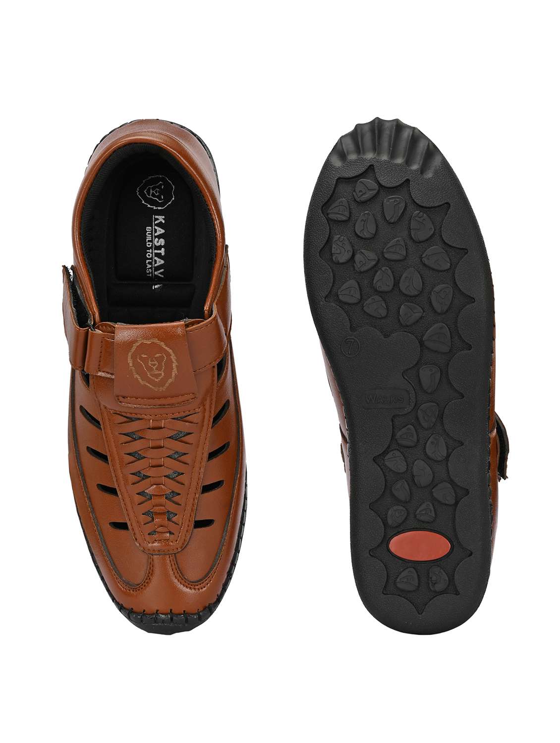 tmen solid brown slip on sandal - 22024662 - Standard Image - 4