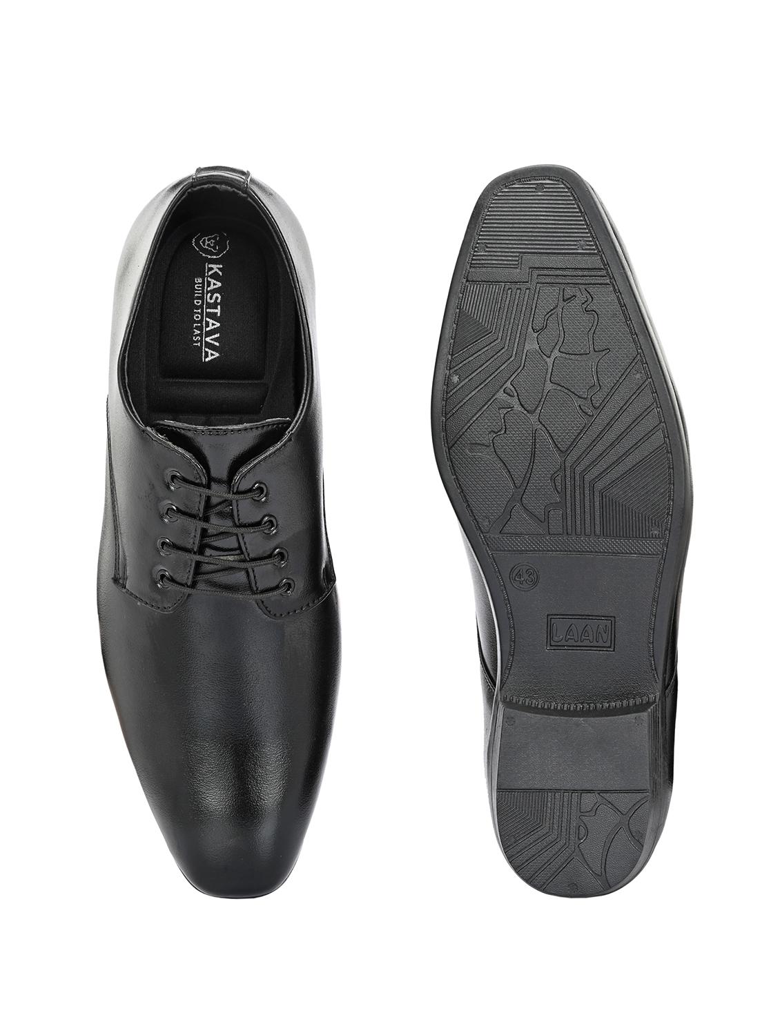 men solid black lace-up derby - 22024665 - Standard Image - 4