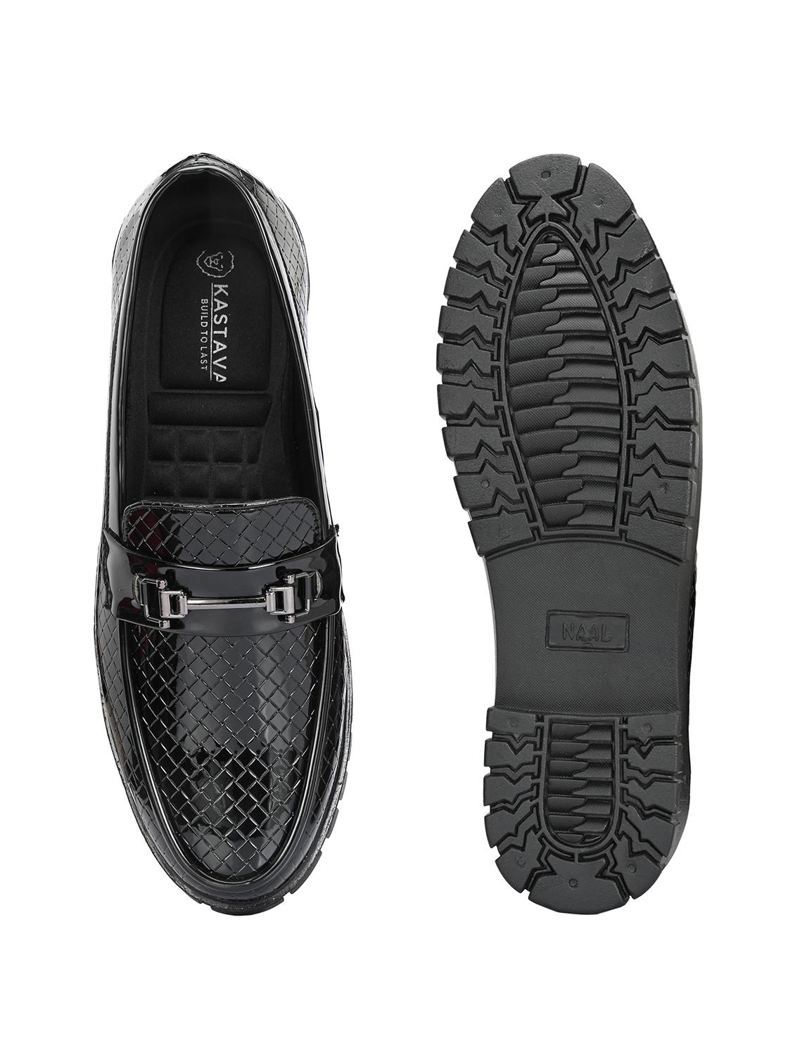 men solid black slip on horsebit loafer - 22024667 - Standard Image - 4