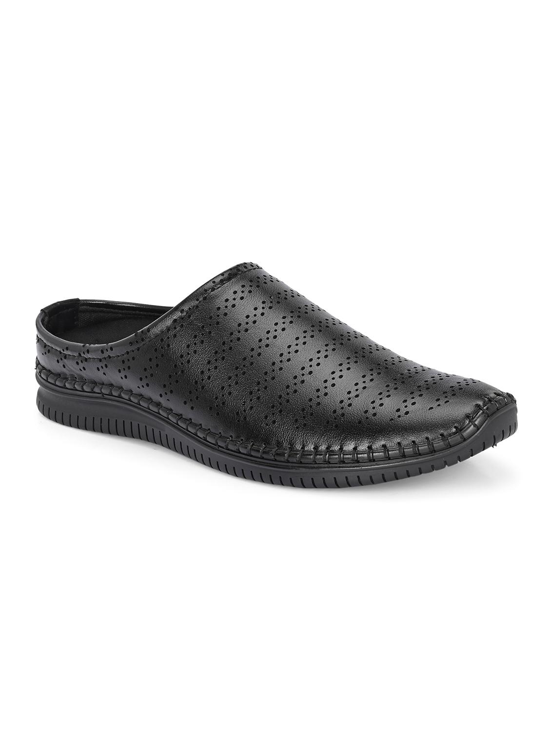 men solid black slip on mule - 22024669 - Standard Image - 1