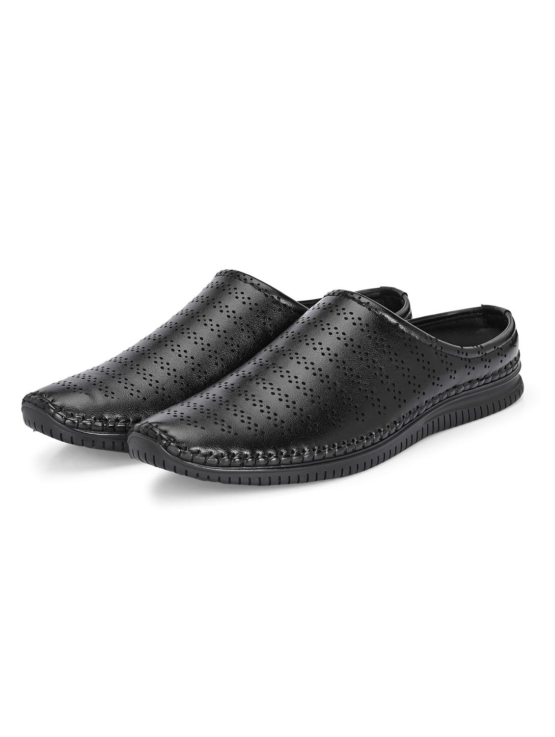 men solid black slip on mule - 22024669 - Standard Image - 4