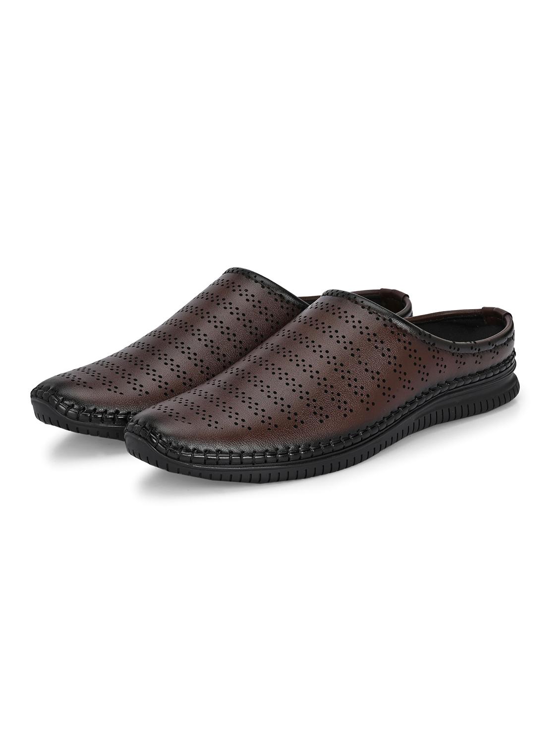men solid brown slip on mule - 22024670 - Standard Image - 1