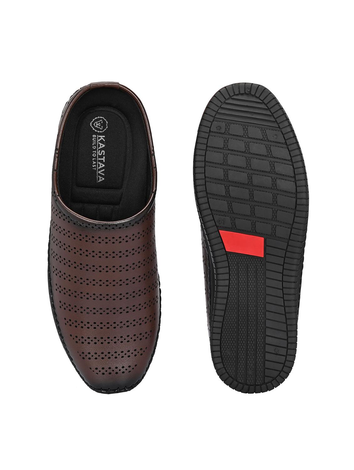 men solid brown slip on mule - 22024670 - Standard Image - 4