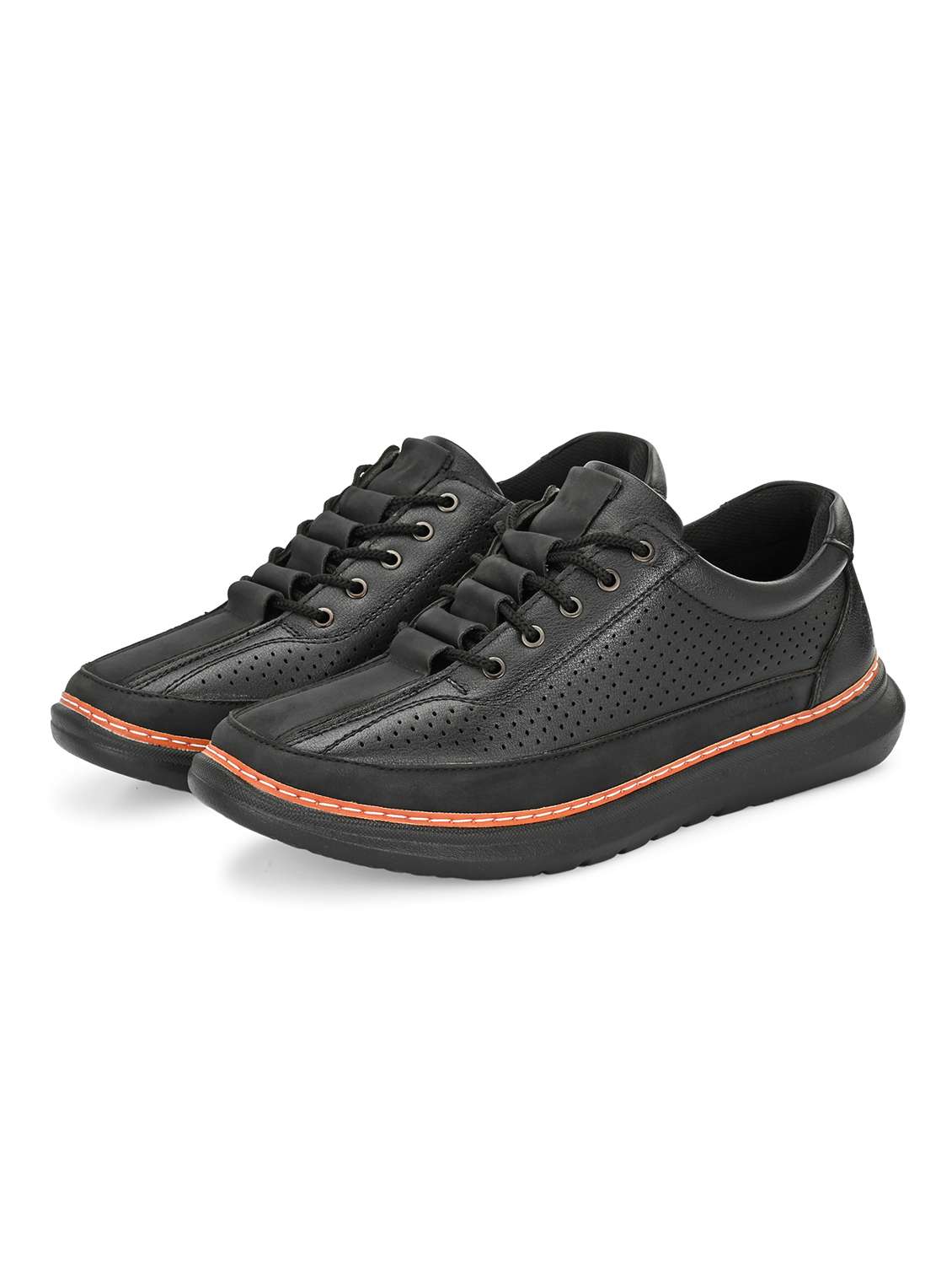 men solid black lace up sneaker - 22024671 -  Standard Image - 1