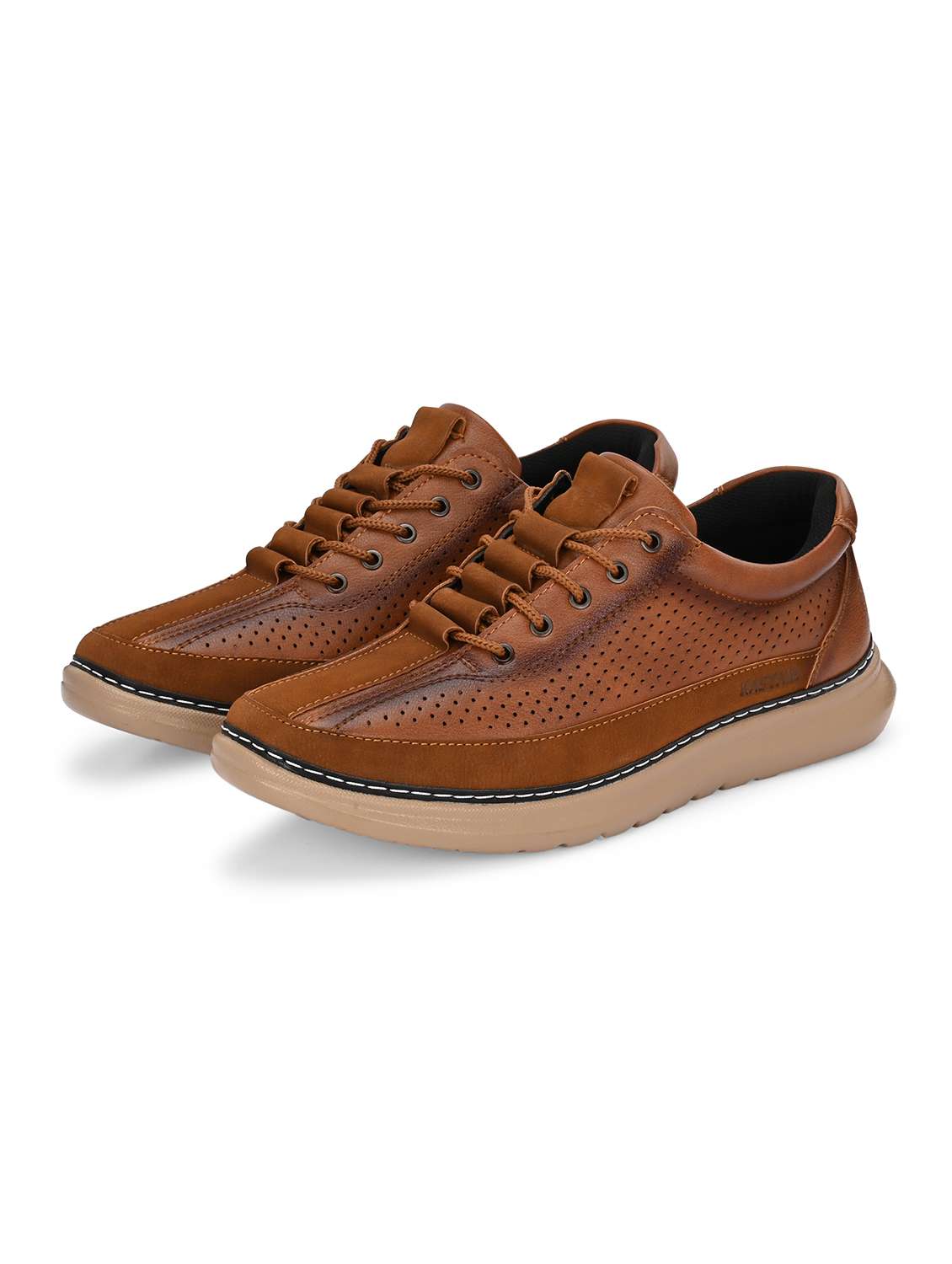 men solid tan lace up sneaker - 22024673 -  Standard Image - 1