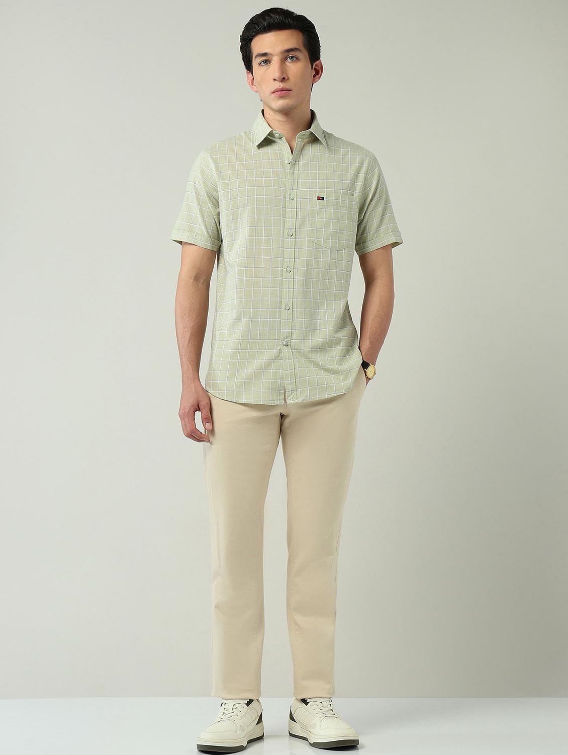 men checkered short sleeve slim fit casual shirt - 22024834 - Standard Image - 4