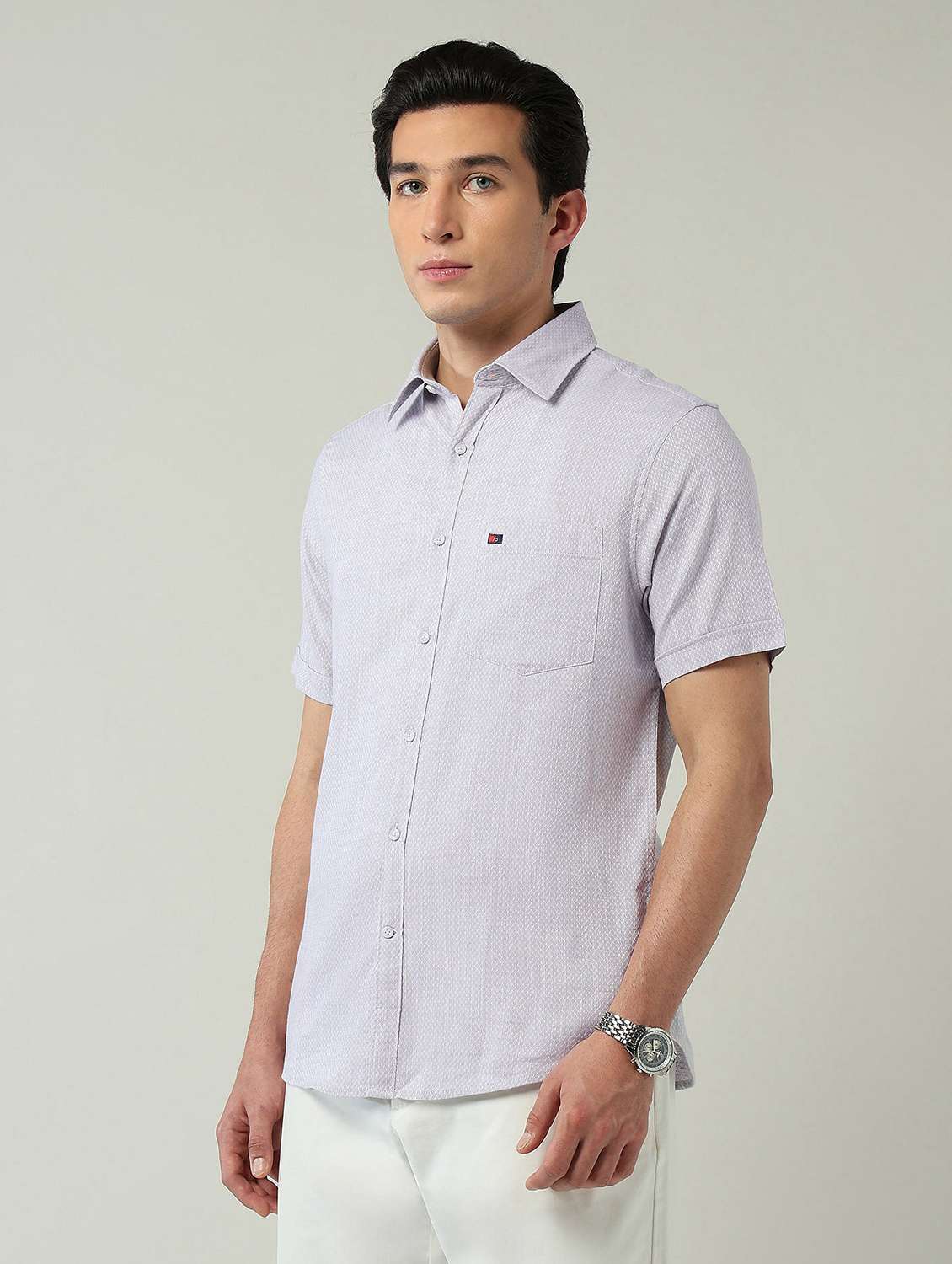 men self design short sleeve slim fit casual shirt - 22024835 -  Standard Image - 1