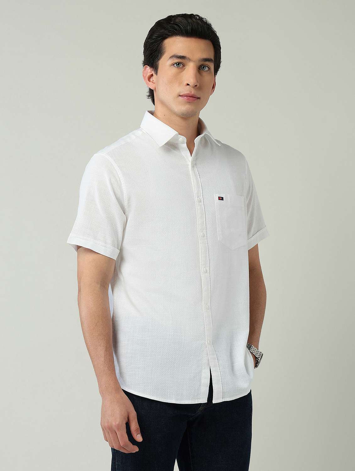 men solid short sleeve regular fit casual shirt - 22024837 -  Standard Image - 1