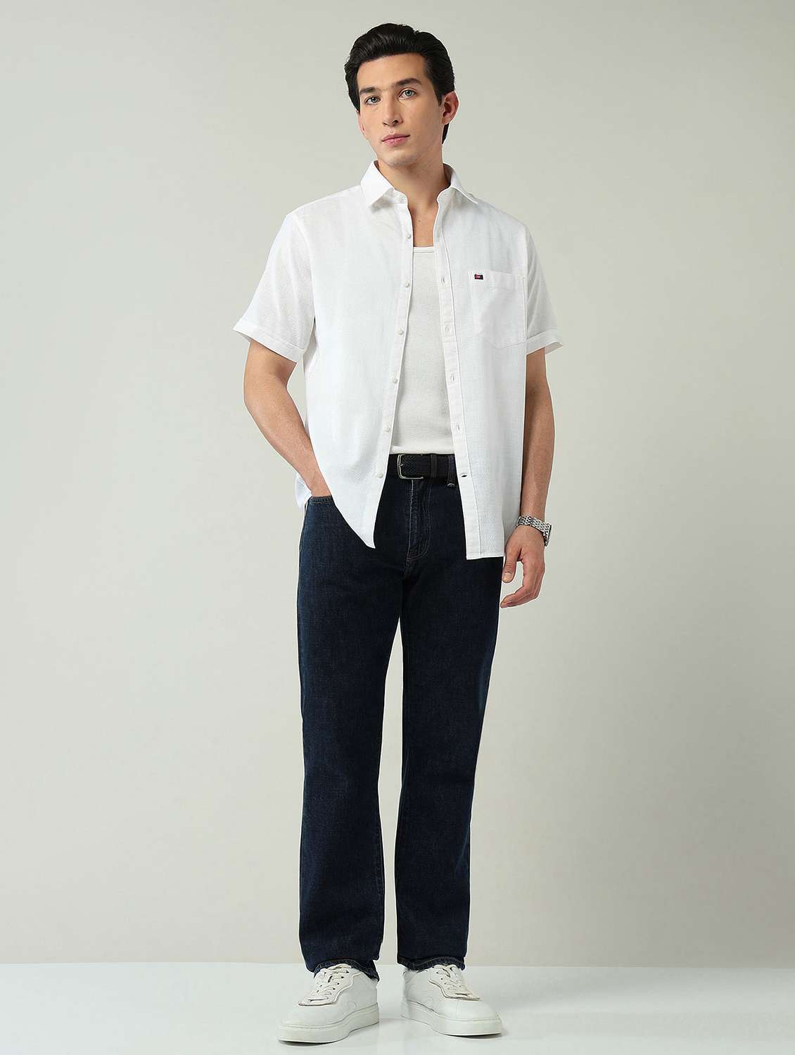 men solid short sleeve regular fit casual shirt - 22024837 -  Standard Image - 4