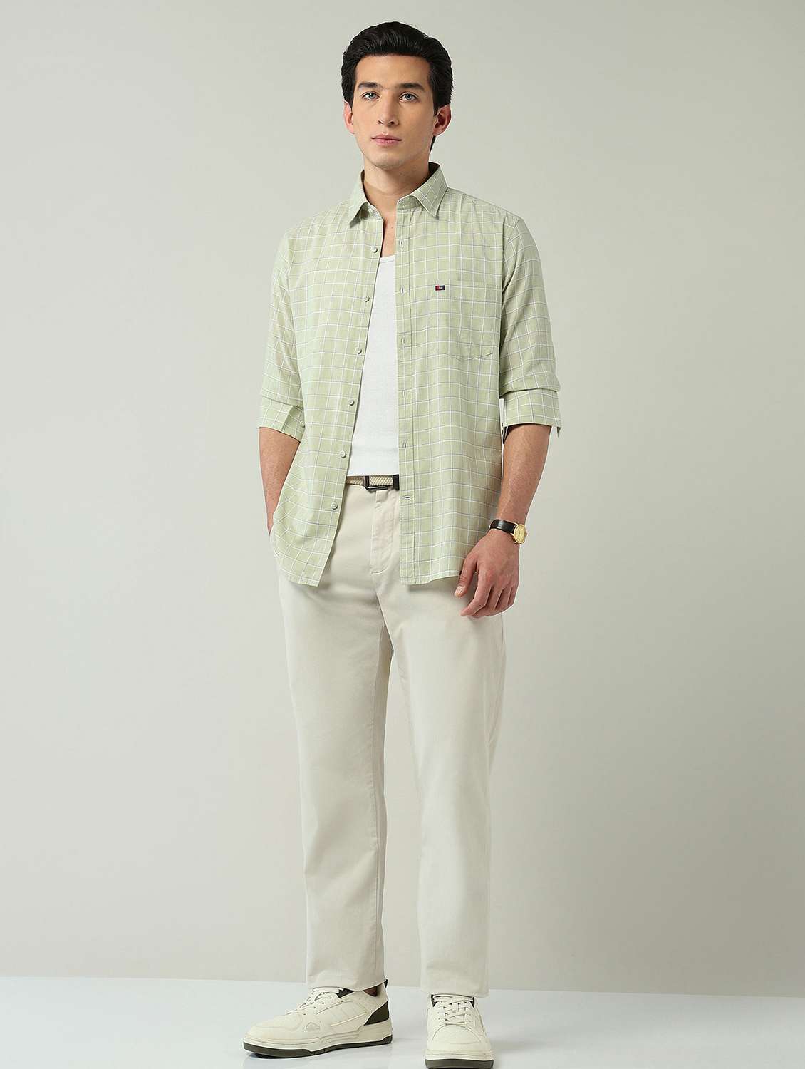 men checkered long sleeve slim fit casual shirt - 22024840 -  Standard Image - 4