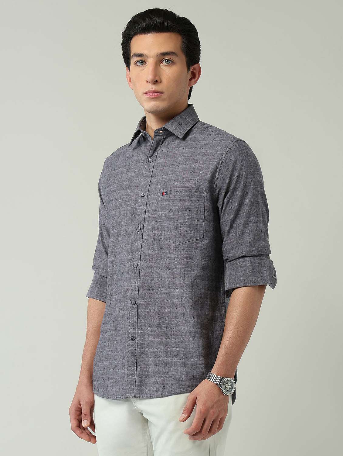 men self designed collared long sleeve casual shirt - 22024841 -  Standard Image - 1