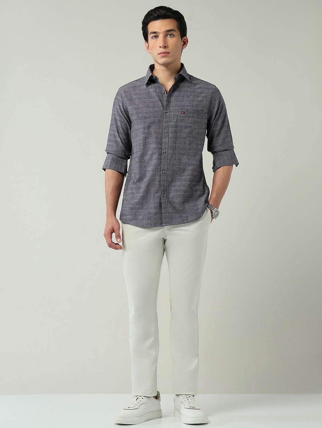 men self designed collared long sleeve casual shirt - 22024841 -  Standard Image - 4