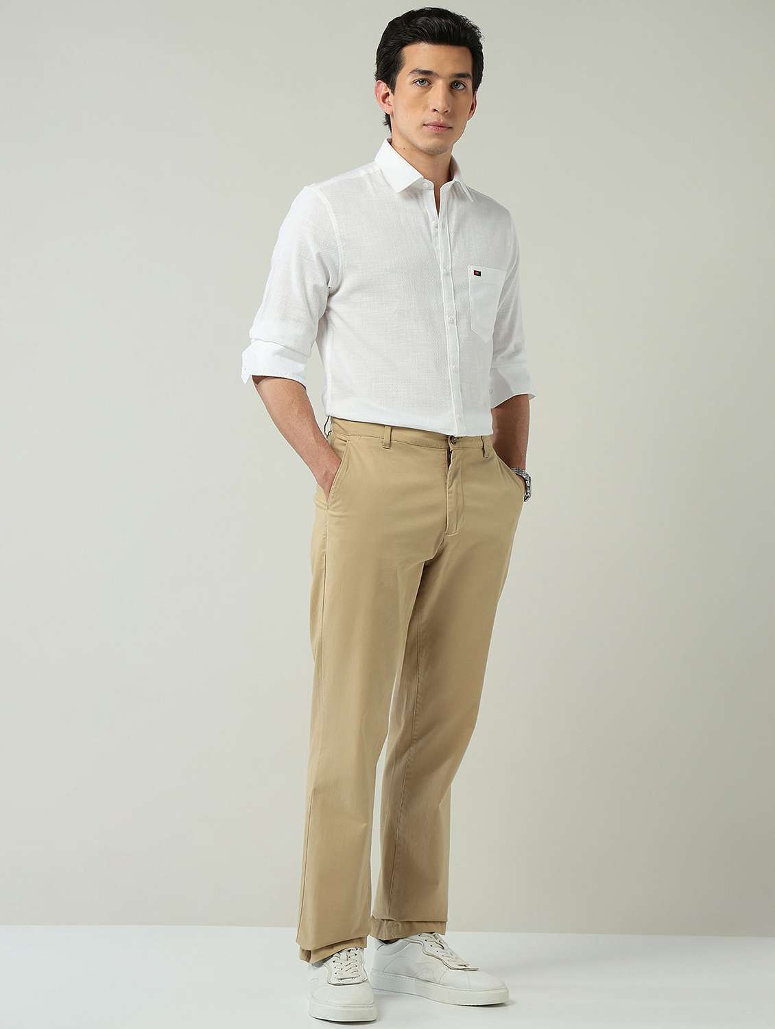 men solid long sleeve slim fit casual shirt - 22024842 -  Standard Image - 4