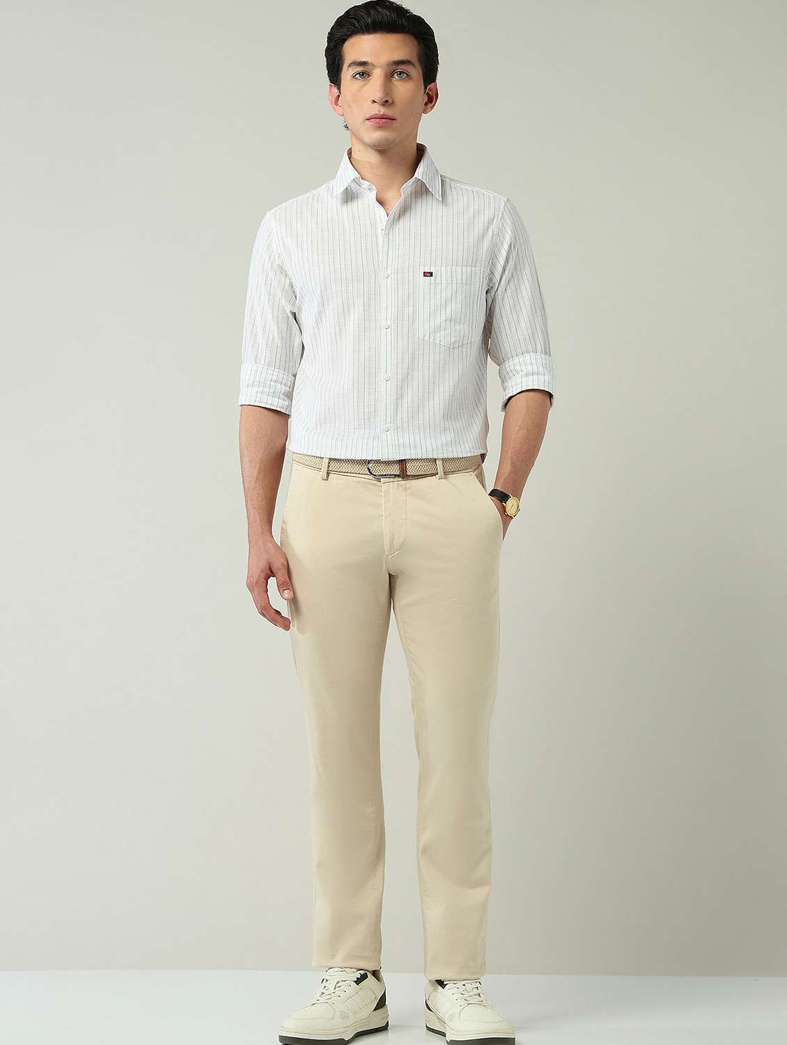 men striped long sleeve slim fit casual shirt - 22024843 -  Standard Image - 4