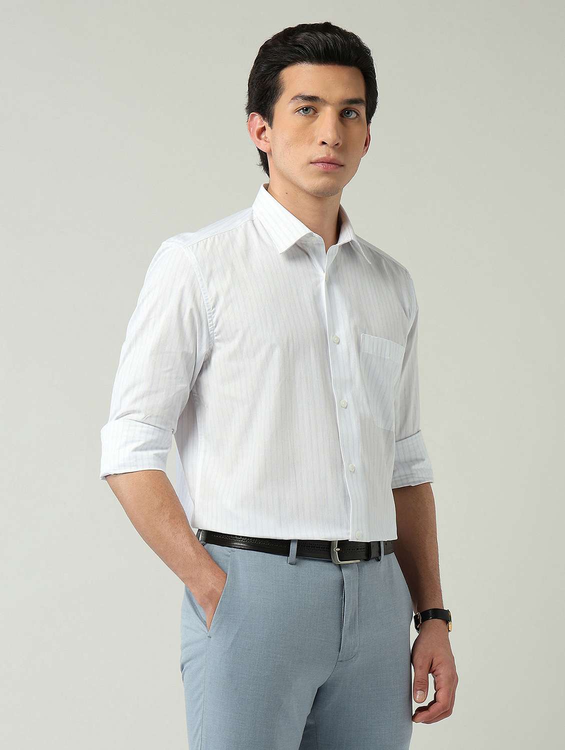 men striped long sleeve regular fit formal shirt - 22024846 -  Standard Image - 1