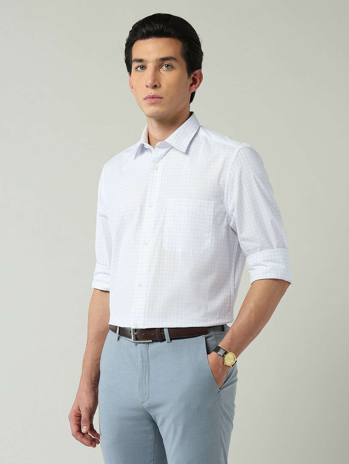 men checkered long sleeve regular fit formal shirt - 22024847 -  Standard Image - 1