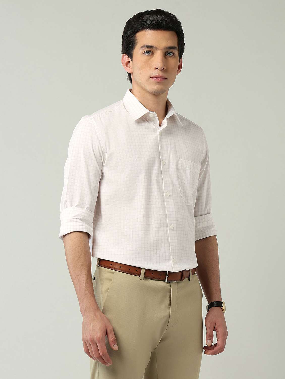 men checkered long sleeve regular fit formal shirt - 22024848 -  Standard Image - 1