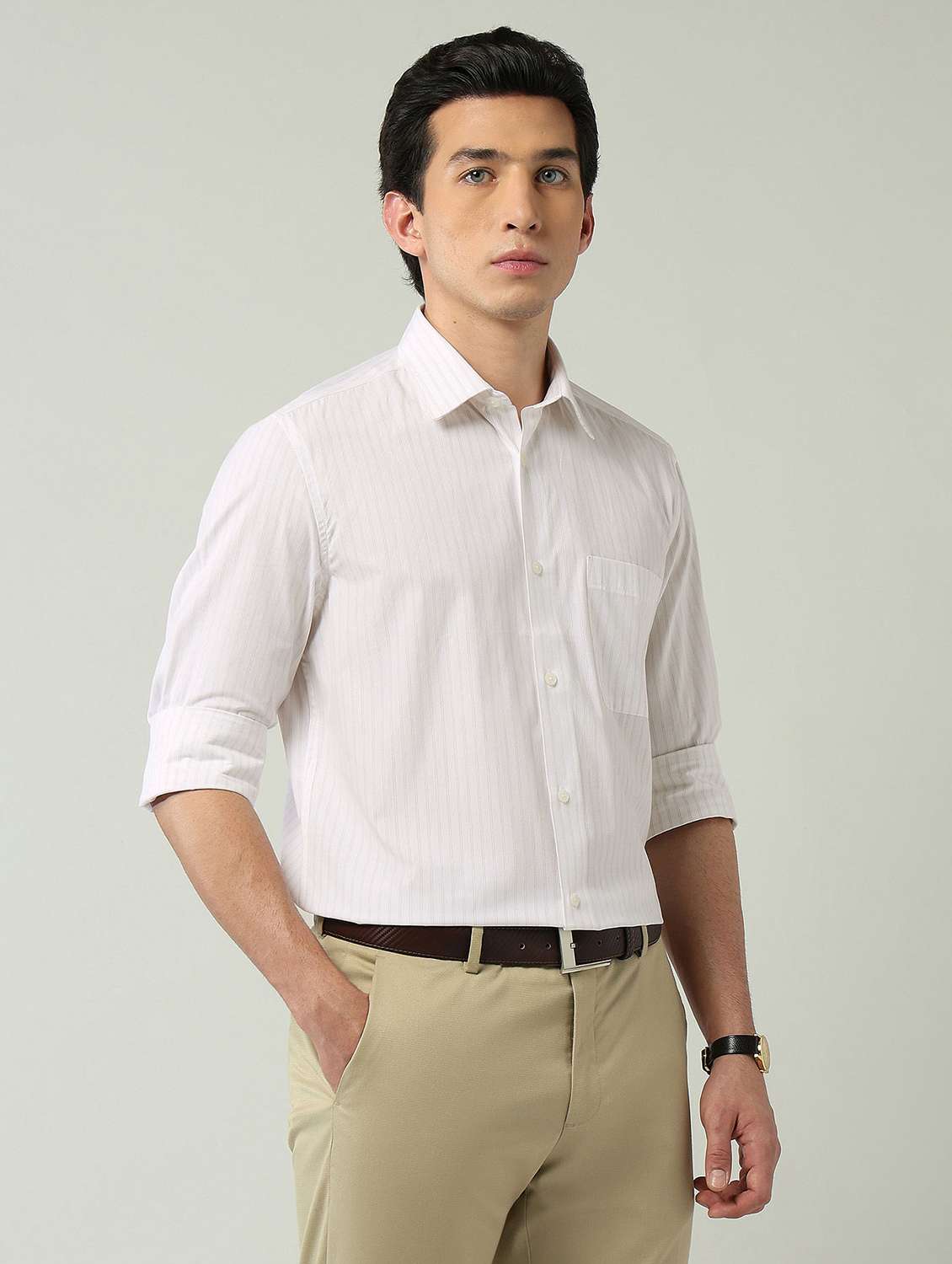 men striped long sleeve regular fit formal shirt - 22024849 -  Standard Image - 1