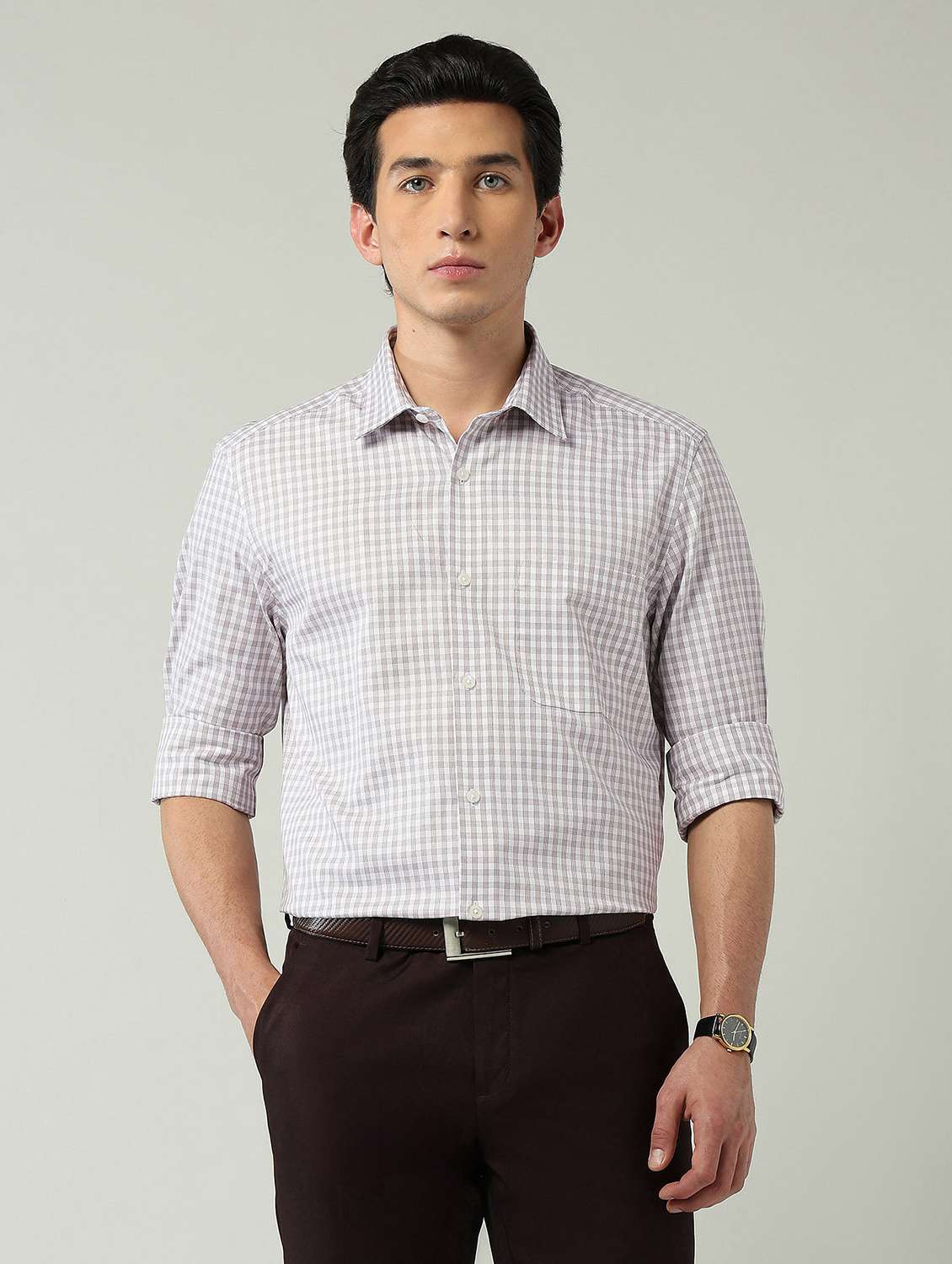 men checkered long sleeve regular fit formal shirt - 22024851 -  Standard Image - 1