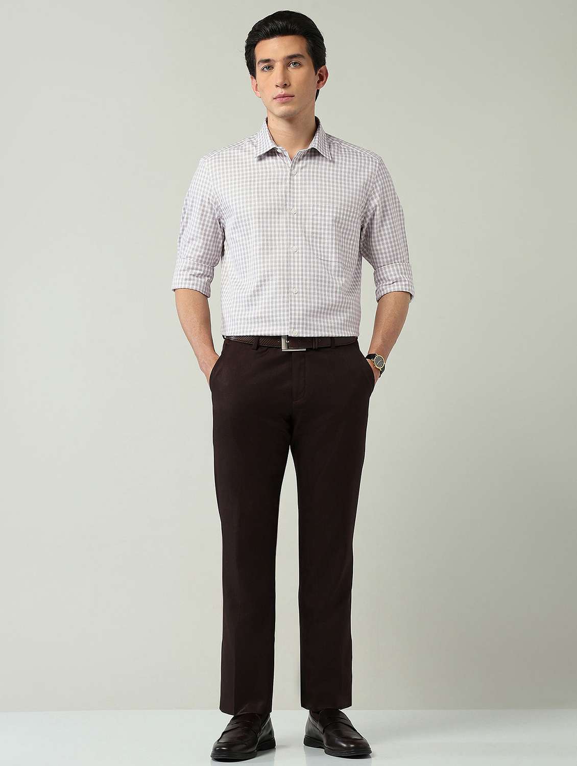 men checkered long sleeve regular fit formal shirt - 22024851 -  Standard Image - 4