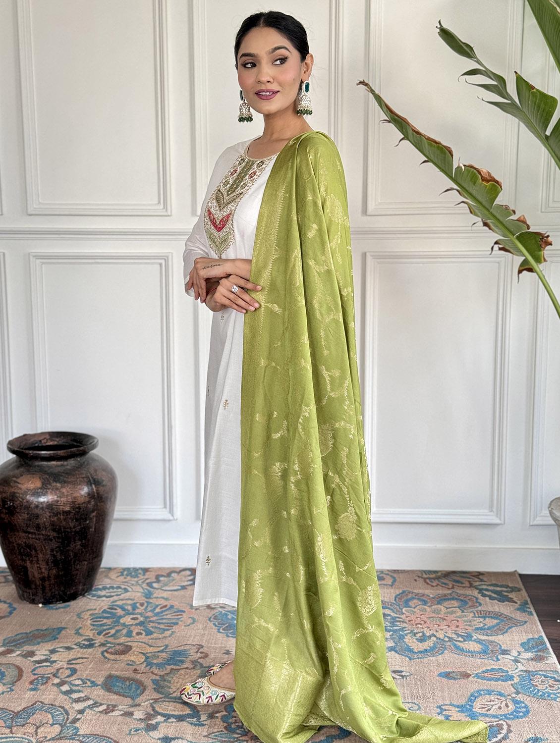 women embroidered three quarter sleeve kurta pant with dupatta set - 22024864 -  Standard Image - 1