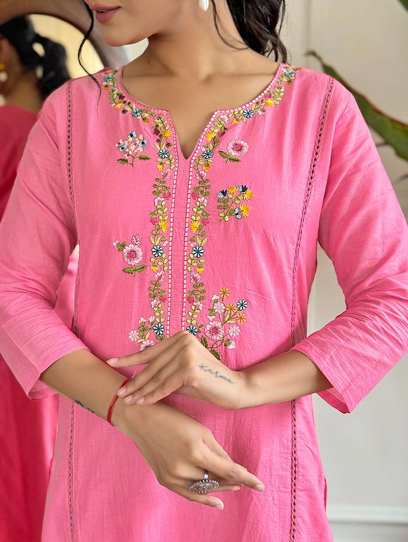 women embroidered three quarter sleeve kurta pant with dupatta set - 22024869 - Standard Image - 4