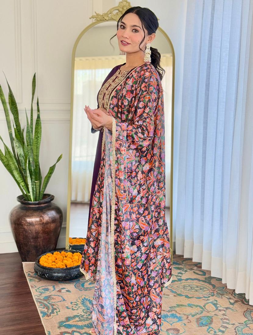 women embroidered three quarter sleeve kurta pant with dupatta set - 22024876 - Standard Image - 1