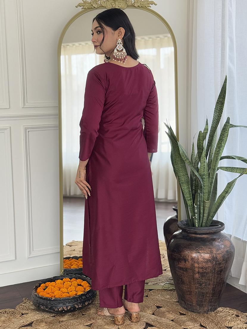 women embroidered three quarter sleeve kurta pant with dupatta set - 22024890 - Standard Image - 4