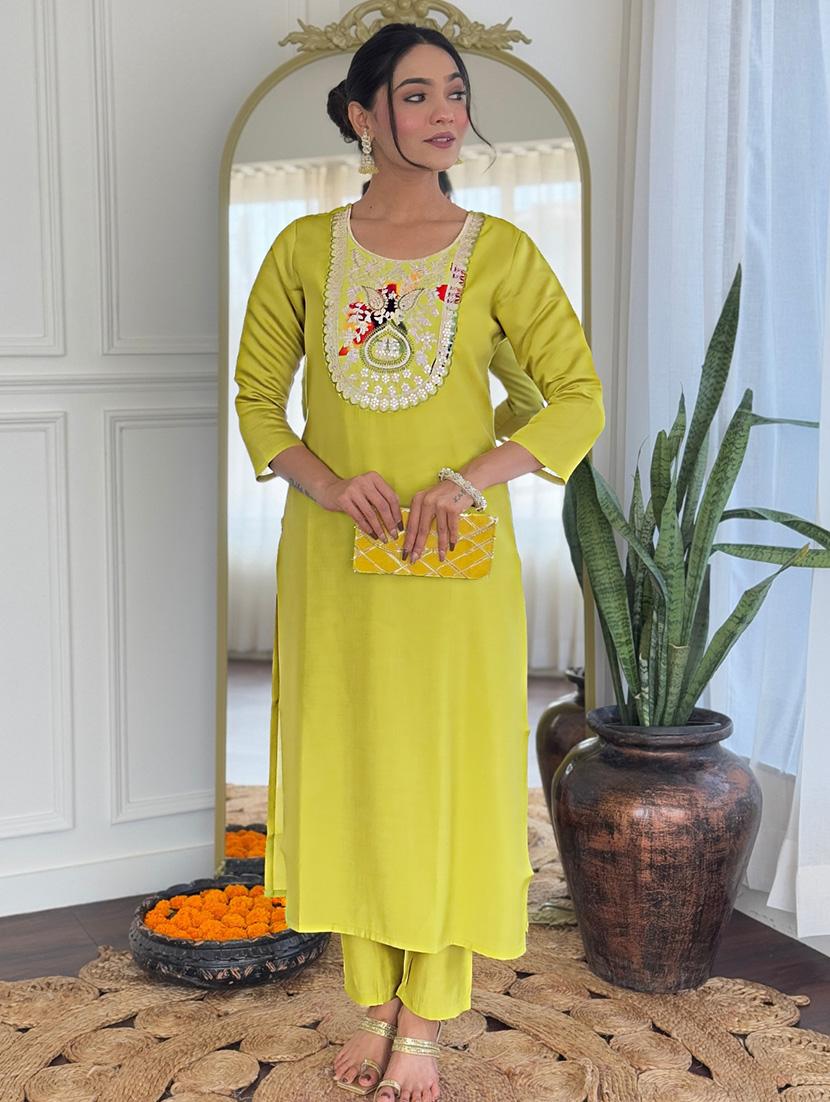 women embroidered three quarter sleeve kurta pant with dupatta set - 22024891 - Standard Image - 4