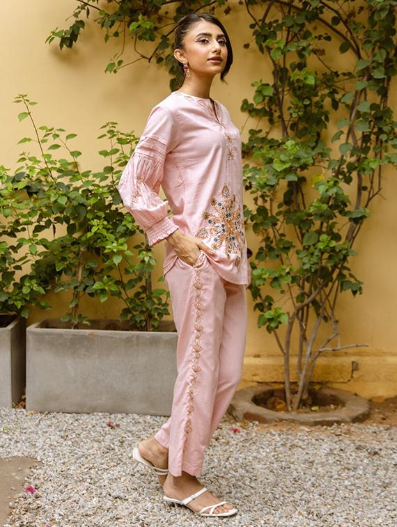 women embroidered long sleeve ethnic co-ord set - 22024895 - Standard Image - 1