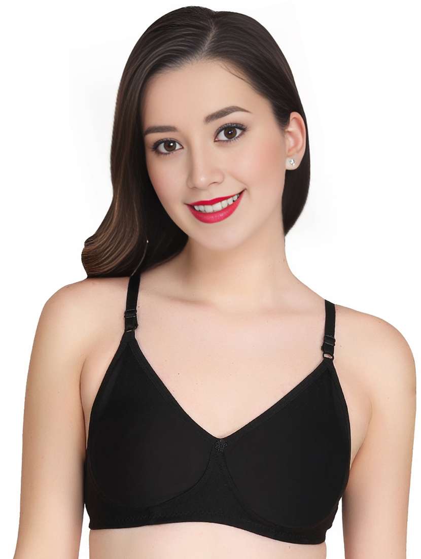 black cotton combos bra - 22024960 -  Standard Image - 1