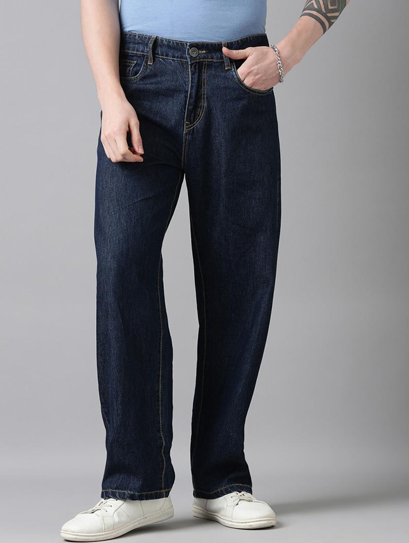 men plain mid rise baggy jeans - 22025018 - Standard Image - 1
