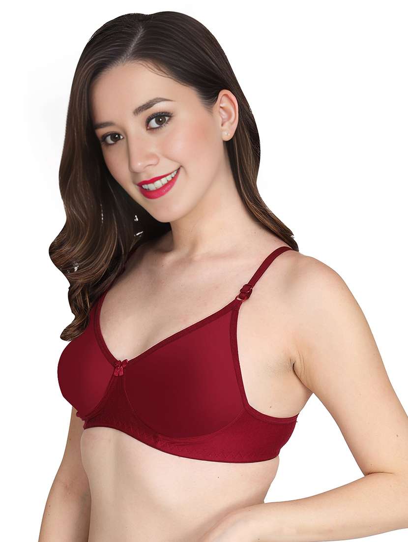 maroon cotton combos bra - 22025532 - Standard Image - 1