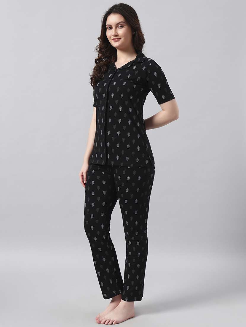 women printed short sleeve nightwear pyjama set - 22026030 -  Standard Image - 1