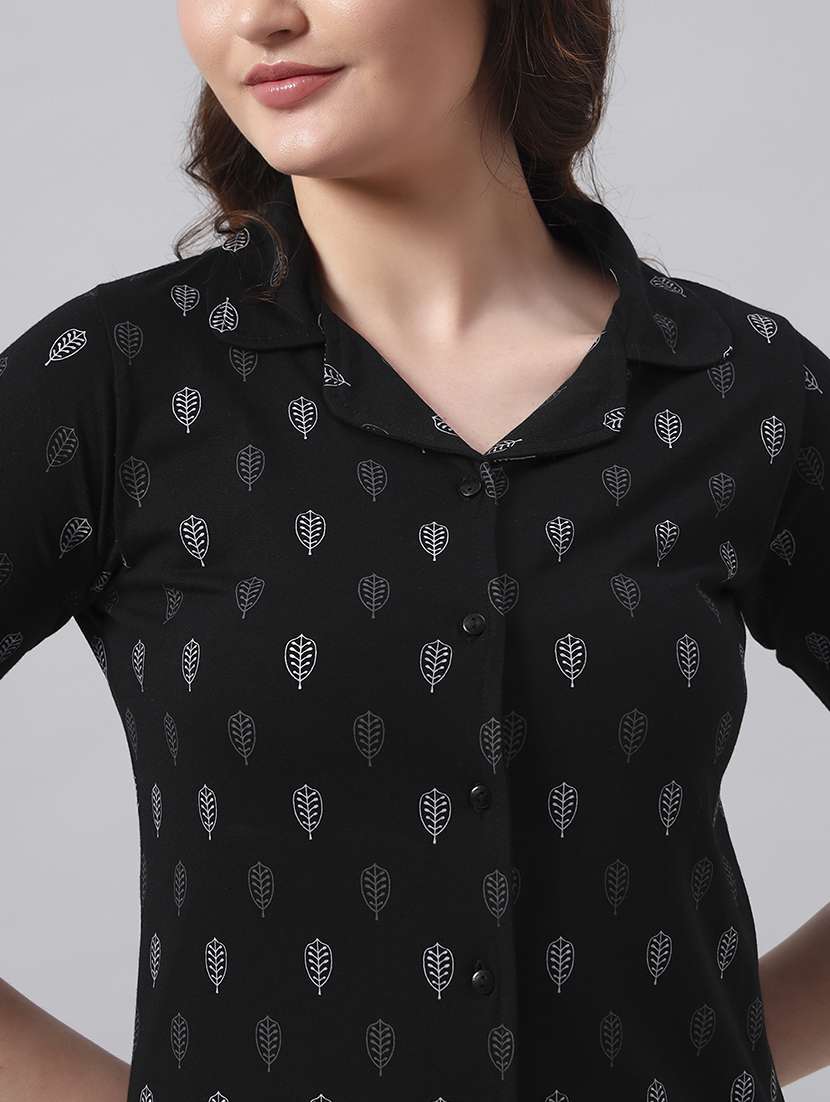 women printed short sleeve nightwear pyjama set - 22026030 -  Standard Image - 4