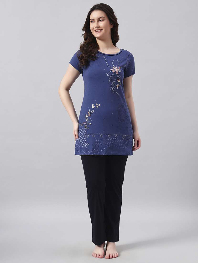 women printed short sleeve nightwear pyjama set - 22026036 -  Standard Image - 1