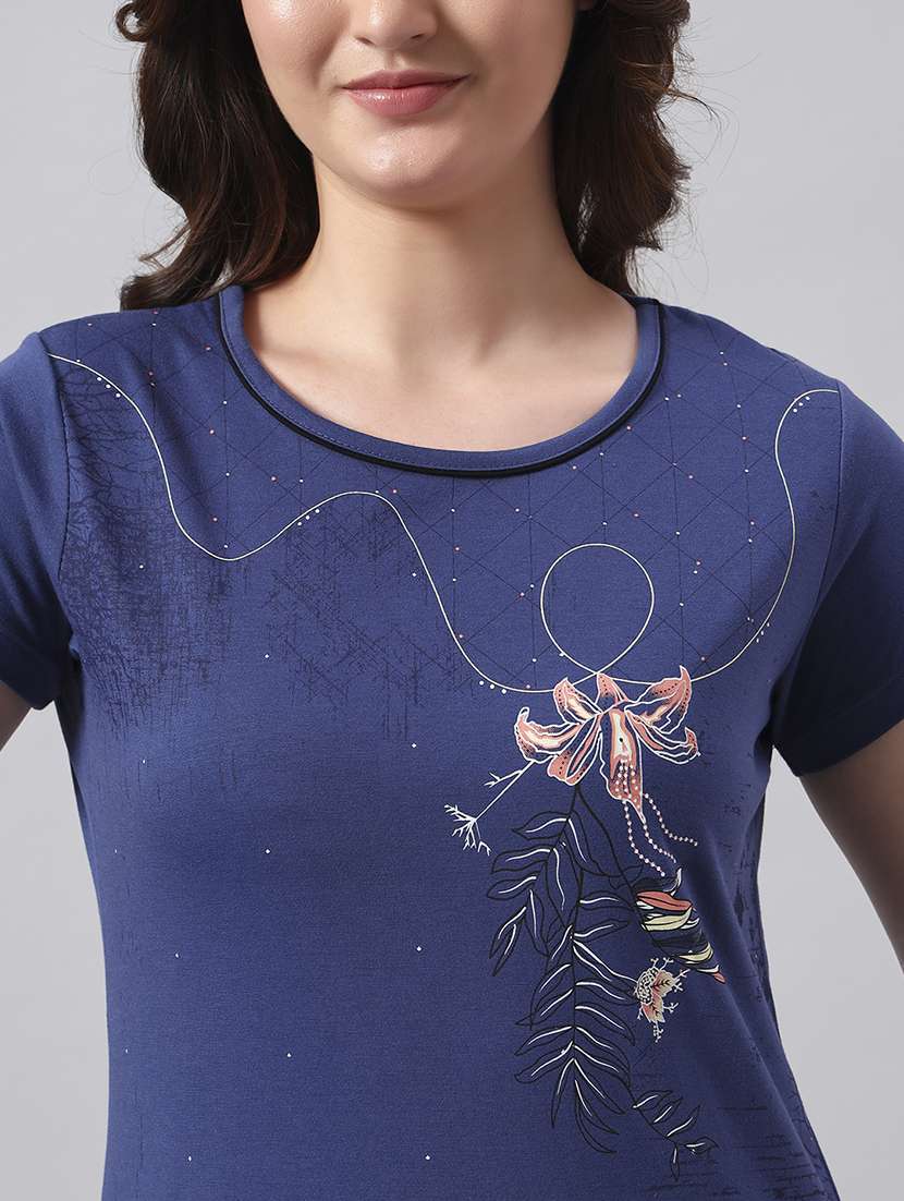 women printed short sleeve nightwear pyjama set - 22026036 -  Standard Image - 4