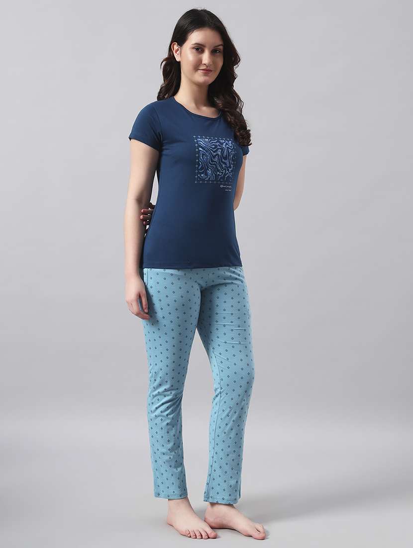 women printed short sleeve nightwear pyjama set - 22026040 -  Standard Image - 1