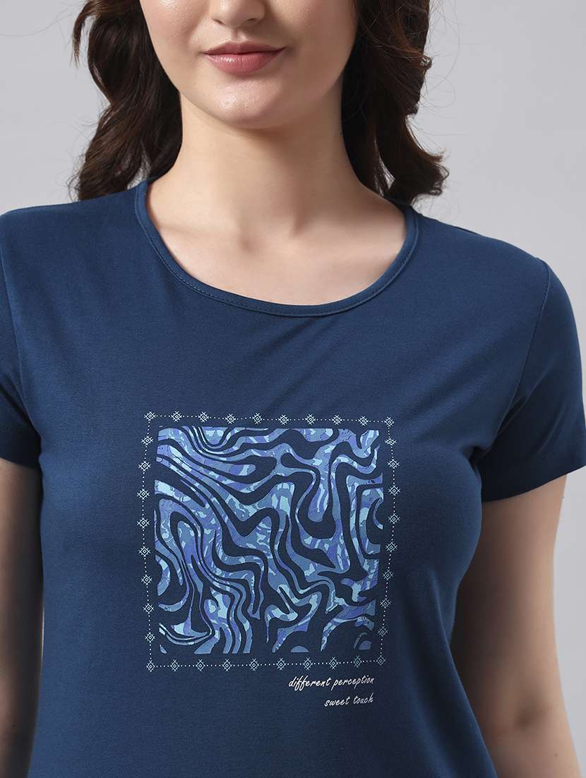 women printed short sleeve nightwear pyjama set - 22026040 -  Standard Image - 4