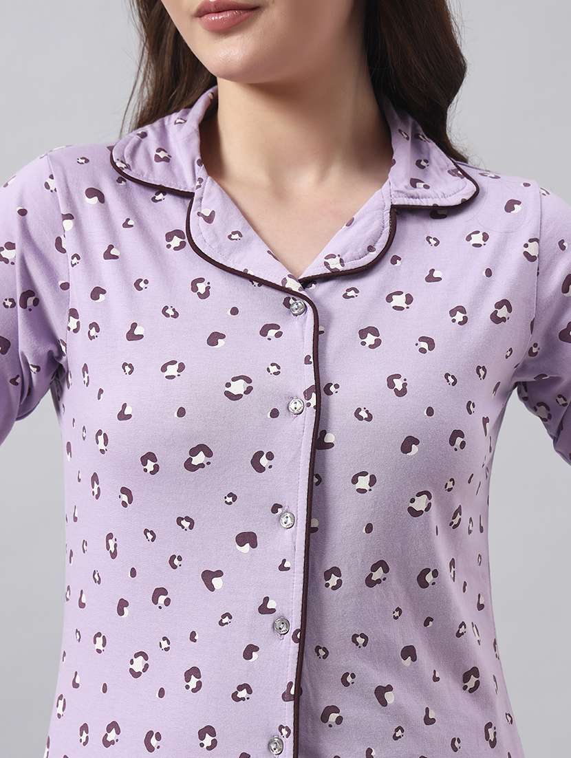 women printed short sleeve nightwear pyjama set - 22026051 -  Standard Image - 4