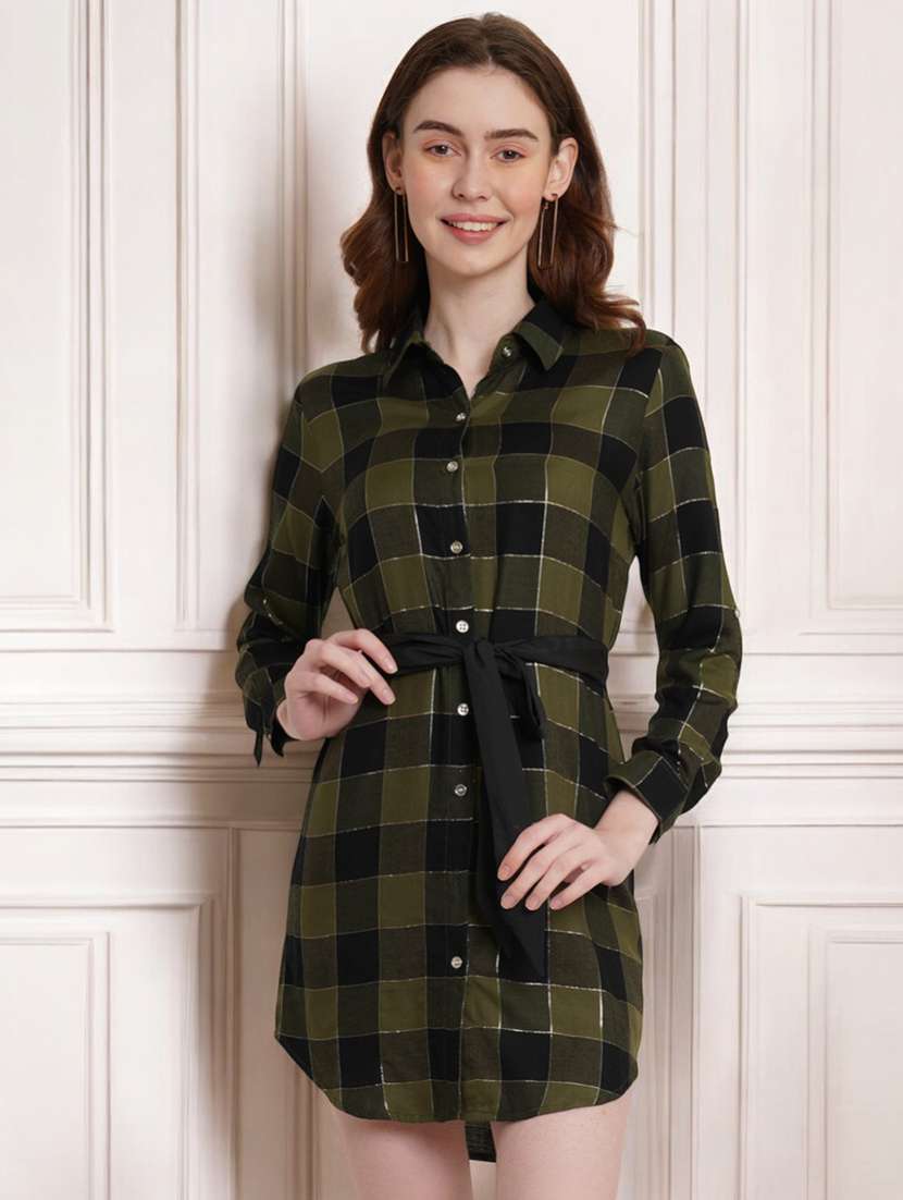 green rayon shirt dress - 22026058 -  Zoom Image - 0