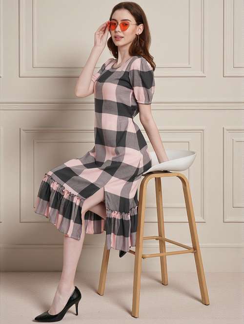 multi colored rayon aline dress - 22026059 -  Standard Image - 0